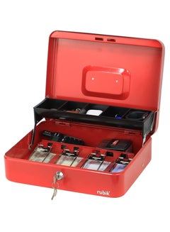 اشتري Cash Box with Key Money Tray Coin Slot Tray Steel Register For Small Business, Durable Portable Security Lockable Money Box Safe for Cash Storage(30x24x9cm)X-Large في الامارات