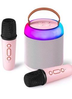 Buy Mini Karaoke Machine, Portable Bluetooth Speaker with 2 Wireless Microphones and Colorful Lights, Portable Speaker with Microphone in Saudi Arabia