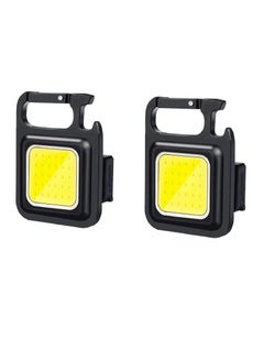 Buy Pack Of 2 Pcs COB Small Flashlights Keychain Light 800Lumens Bright Mini Flashlight Rechargeable 4 Light Modes Portable Pocket Flashlight with Folding Bracket Magnet Base Bottle Opener for Camping Wal in UAE