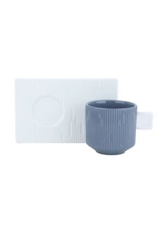 Buy A Set Of Dark Gray Ceramic Turkish Coffee Cups 12 Pcs with A Rectangular Saucer in Saudi Arabia