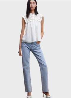 Buy Openwork Button Down Crop Top in Saudi Arabia