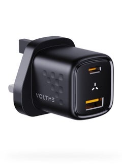 اشتري VOLTME USB C Dual Port Plug, 30W Type C Plug GaN 3 + V-Dynamic Technology PD3.0 & PPS, Fast Charge Plug for MacBook Air/iPhone 14/13/12/11, Galaxy, Pixel 4/3, iPad/iPad mini and More (Black) في الامارات