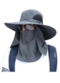 Buy Hat with Removable Neck Flap Cover Summer Bucket Hat Camping Sun Cap in Saudi Arabia