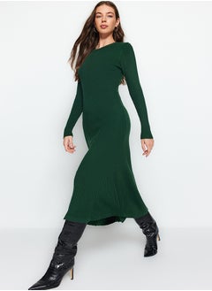 اشتري Emerald Green Midi Knitwear Crew Neck Dress TWOAW21EL0422 في مصر