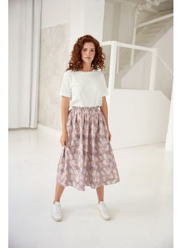 اشتري Women Allover Printed Midi Skirt, Grey Combo في الامارات