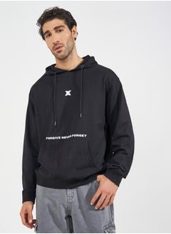 Buy Minimal Chest Graphic Print Relaxed Fit Hoodie in Saudi Arabia