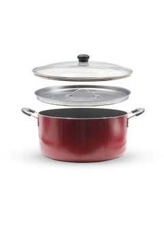 Buy Nonstick Dum Biriyani Pot, Handi with Dum Lid,  Casserole with Glass Lid - 36CM in Saudi Arabia