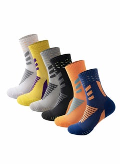 اشتري 6 Pack Compression Sports Socks for Men & Women - Thick Cushioned Quarter Crew Socks for Running, Cycling, Hiking & Gym في الامارات