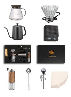 Buy V60 Professional Coffee Set 7-Piece Portable Handheld Box Black in Saudi Arabia