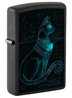 Buy Zippo 48582 218 Black Light Spiritual Cat Design Black Matte Windproof Lighter in UAE