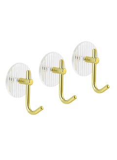 Buy ECVV 3 Pack Self-adhesive Hooks, Luxury Wall Holder, Waterproof Towel Coat Hanger for Bathroom Door Wardrobe Acrylic Strong Durable-Gold in UAE