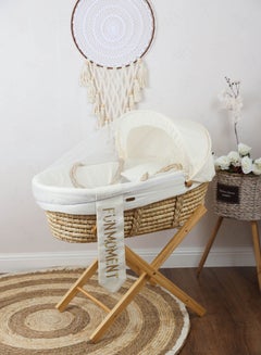 Buy Moses Basket Cradle with Foldable Wooden Stand in Saudi Arabia