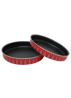 Buy 2-Piece Non-Stick Round Baking Pan Red/Black 30cm, 32cm in Saudi Arabia