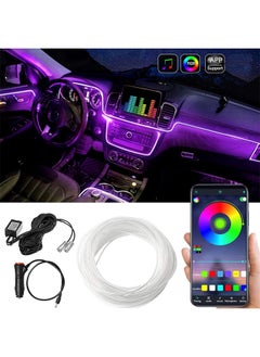 Buy Car LED Strip Lights, Multicolor RGB Car Interior Lights,16 Million Colors with Fiber Optic, Ambient Lighting Kits, Sound Active Function, and Wireless Bluetooth APP Control (2 in 1 <4 meters>) in UAE