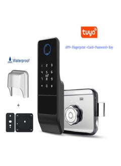 اشتري Fingerprint Door Lock Waterproof Outdoor Gate Lock Tuya App Digital Passcode IC Card Keyless Front Door Electronic Lock في السعودية