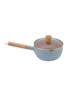 Buy Sauce Pan Stick Proof Aluminum Alloy Multi Functional Milk Pot with Wooden Handle for Induction Gas Stove Blue in Saudi Arabia