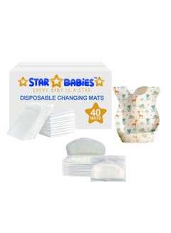 Buy Star Babies Combo Pack (Disposable Changing mat 40pcs, Disposable Bibs 40pcs with  Disposable Breast Pad 10pcs) - White in UAE