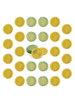 Buy Lifelike Artificial Lemon Slices for Home Party Decoration - 20 Yellow & 10 Green Highly Realistic Fake Fruit in Saudi Arabia