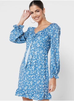 Buy Printed Sweetheart Neck Dress in Saudi Arabia