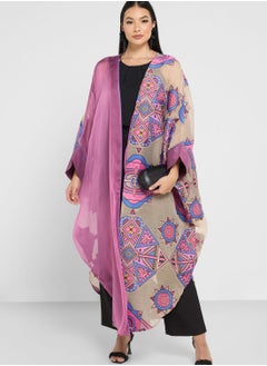 Buy Cape Sleeve Printed Jalabiya in UAE