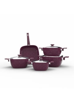 Buy Top Chef Granite Set Of 9 Squares (Pot 28/24/20/18/Frying Pan 26) Burgandy in Egypt