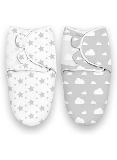 اشتري Baby Swaddle Wrap, 2 Pcs Newborn Swaddle Blanket Wrap, 0-3 Months 100% Breathable Cotton Swaddlers Sleep Sack with Adjustable Wings for Baby Boys and Baby Girls في السعودية