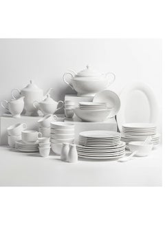 Buy White Premium Porcelain Dinner Set for 6 People | Serving Utensils | Porcelain Plate Set | Porcelain Dinner Set (72 Pieces) in Saudi Arabia