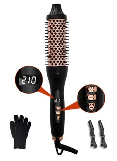 Buy Thermal Brush, Hair Straightening Brush 1.5 in Curling Brush, Hot Brush Ionic Heated Curling Iron, Dual Voltage Travel Curling Wand Brush, LCD Display 120°C to 210°C 10 Temperature Settings in Saudi Arabia