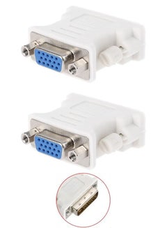 Buy 2-Piece DVI 24 Pin Male To VGA 15 Pin Female Converter Adapter White in Saudi Arabia