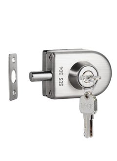 اشتري Fits on 1/2" Glass 0.39" -0.47"Glass Door Lock, Stainless Steel Glass Door Lock Anti-Theft Security Double Swing Hinged Frameless Push Sliding Gate Floor Latch Bolt Ground في السعودية