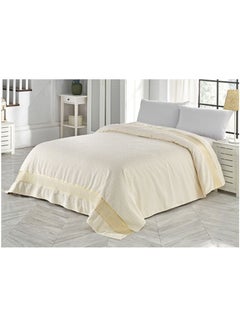 اشتري غطاء سرير جاكار ممتاز من القطن التركي بطانية عضوية قابلة للطي لسرير مزدوج / كبير الحجم بيج 200x220 سم في الامارات