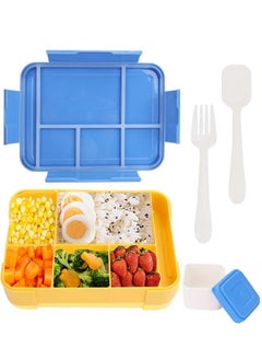 Buy Bento Box, Lunch Box for Kids, Leak-Proof Lunch Box Container with 5 Compartment and Utensils(Blue) in Saudi Arabia