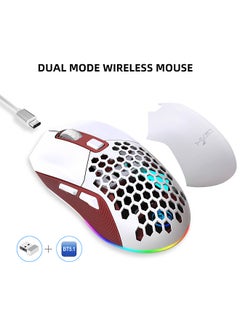 اشتري Wireless Gaming Mouse Rechargeable Lightweight 2.4G/BT Design Interchangeable Back Cover Hollow-out Design High Precision 4800DPI Multiple RGB Backlight Modes Laptop PC Gaming Mice في السعودية