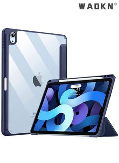 اشتري Pro Case for iPad 10th Gen Case with Pencil Holder 2022 iPad 10.9 Inch Case, Clear Transparent Back Shell Trifold Protective Cases Shockproof Cover for 2022 iPad 10th Gen A2696 A2757 A2777 -Blue في الامارات