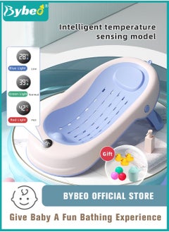 Buy 8 PCS Baby Bathtub Chair With Temperature Sensing, Baby Bath Tub Seat, Infant Bather Support With Hair Washing Shampoo Cup + Brush + 2 Ducks + 3 Ocean Balls For Newborn to Toddler in Saudi Arabia