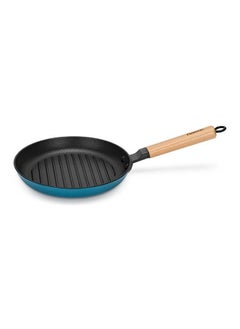 Buy Square Grill Pan Enamel Cast Iron With Helper Handle Seasoned For Non-Stick Surface Cookware Range,Chef Grill Safe Kitchen Skillet Restaurant with Easy Grease Drain Spout, Great Grilling 28cm in UAE