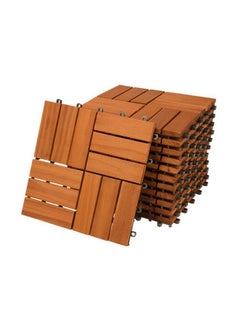 Buy 10-Piece Interlocking Deck Tile (Pack of 10, 12"x12") Acacia Hardwood Deck Tile, Interlocking Patio Tile in Solid Acacia Wooden Oiled Finish Waterproof all Weather Perfect for Indoor Outdoor in Saudi Arabia
