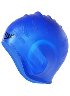 Buy Silicone Swim Cap Waterproof with 3D Ear Protection for Adults, Blue in Egypt