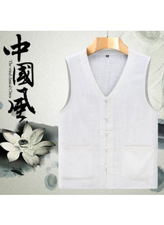 اشتري Summer Mens Lightweight Linen Vest Large Size SleevelessWhite White في الامارات