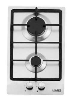 Buy Built in gas Hob 30cm 2 burners Cast Iron Pan Support Integrated Ignition Stainless Steel HANS 3710-24 in Egypt