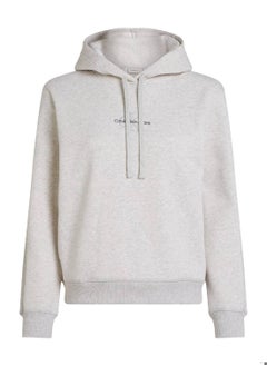 Buy Women's  Monologo Regular Pullover Hoodie , Grey - Cotton Blend in UAE