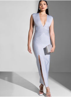 اشتري Side Slit Plunge Neck Dress في الامارات