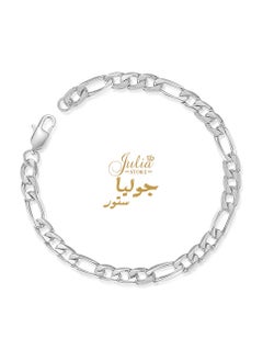 Buy Stainless Steel Sturdy Figaro Chain Bracelet, 6mm Width, 19 cm Length in Egypt