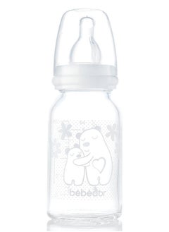 Buy Glass bottle, 125 ml, narrow neck, white color, new born in Egypt