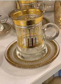 Buy 12 Pieces Gilded Glass Tea Cup Set in Egypt