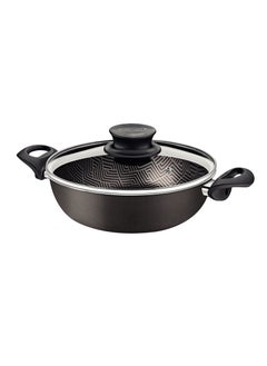 Buy Paris Texture 26cm 3.6L Black Aluminum Skillet with Interior and Exterior Starflon Max PFOA Free Nonstick Coating in UAE