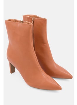 Buy Women Zipper Closure Ankle Boots, Tan in Saudi Arabia