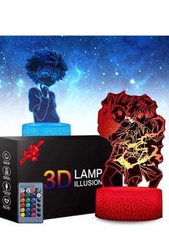 اشتري 2 Patterns Killua 3D Illusion Anime Lamp  Anime Toys LED Multicolor Night Light for Kids Room Decor  16 Color Change with Remote Timer  Boys Girls Birthday Gifts في الامارات