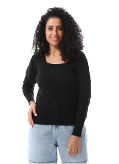 Buy Prominent Pattern Scoop Neck Top_Black in Egypt