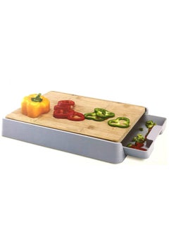 اشتري Cutting Board, Wooden Chopping Board with Pull-Out Storage Tray, Multi-Function Kitchen Cutting Board for Meat, Vegetable, Fruit في السعودية